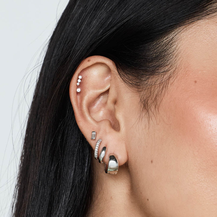 Medley Earrings Diamond Huggie Earrings in Silver