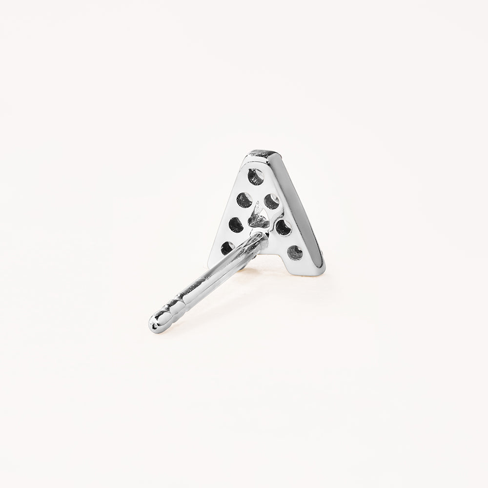 Medley Earrings Diamond Letter A Single Stud Earring in Silver