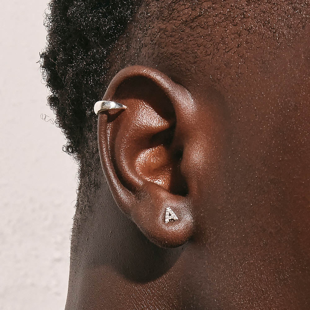 Medley Earrings Diamond Letter A Single Stud Earring in Silver
