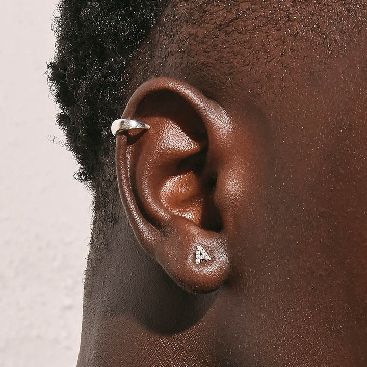 Medley Earrings Diamond Letter A Single Stud Earring in Silver
