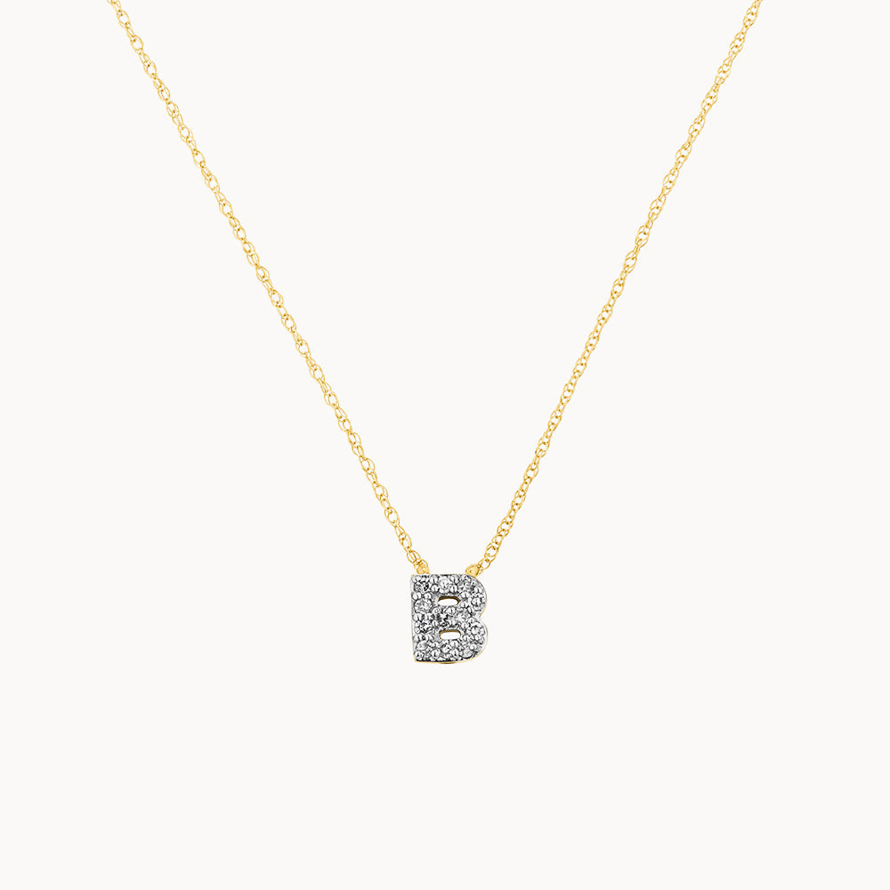 Diamond Letter B Necklace In 10k Gold | Medley Jewellery