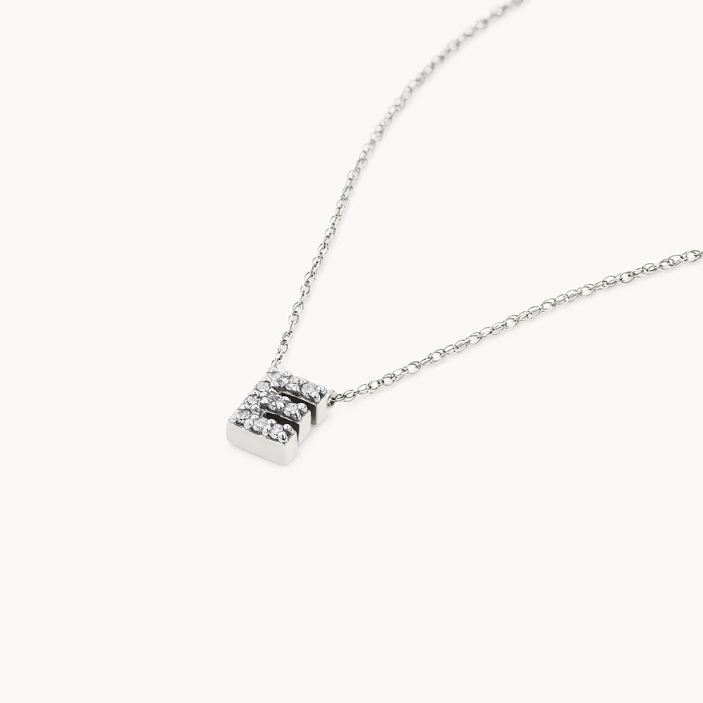 Medley Necklace Diamond Letter E Necklace in Silver