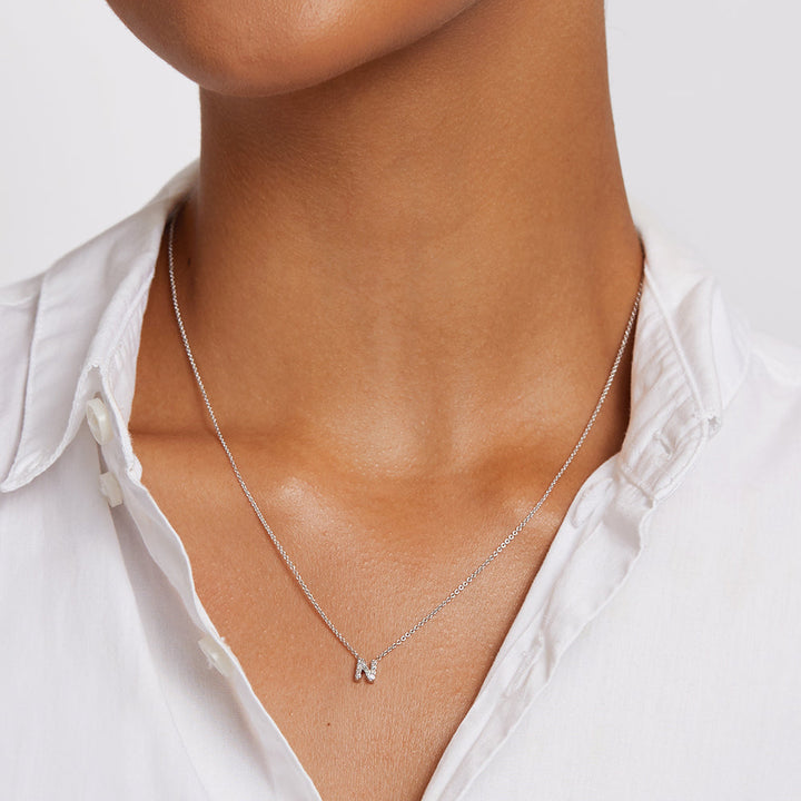 Medley Necklace Diamond Letter N Necklace in Silver