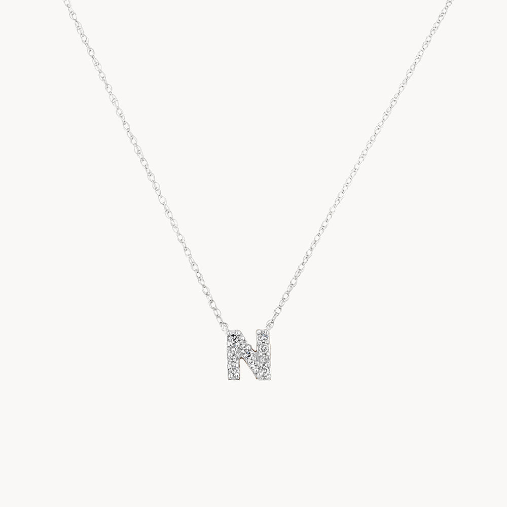 Medley Necklace Diamond Letter N Necklace in Silver