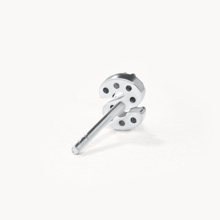 Medley Earrings Diamond Letter S Single Stud Earring in Silver