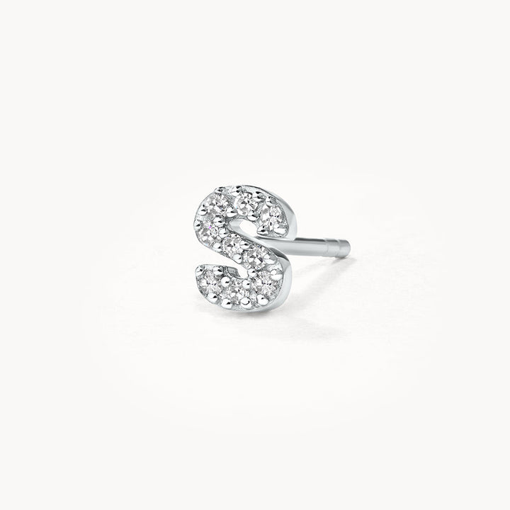 Medley Earrings Diamond Letter S Single Stud Earring in Silver