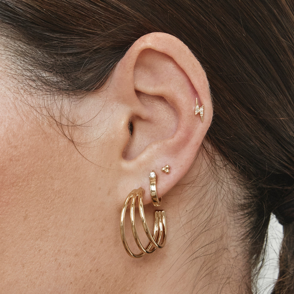 Medley Earrings Diamond Lightning Bolt Helix Single Stud Earring in 10k Gold
