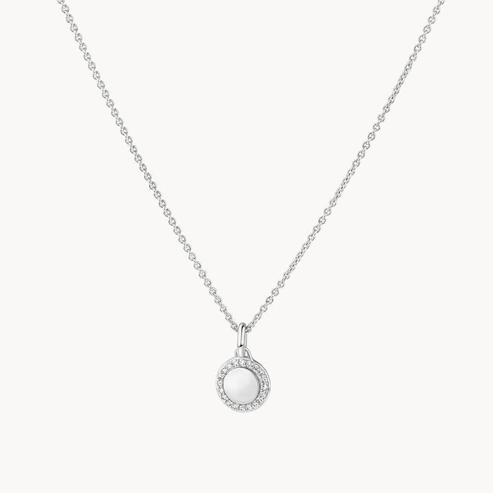 Medley Pendant Diamond Mini Engravable Disc Necklace in Silver