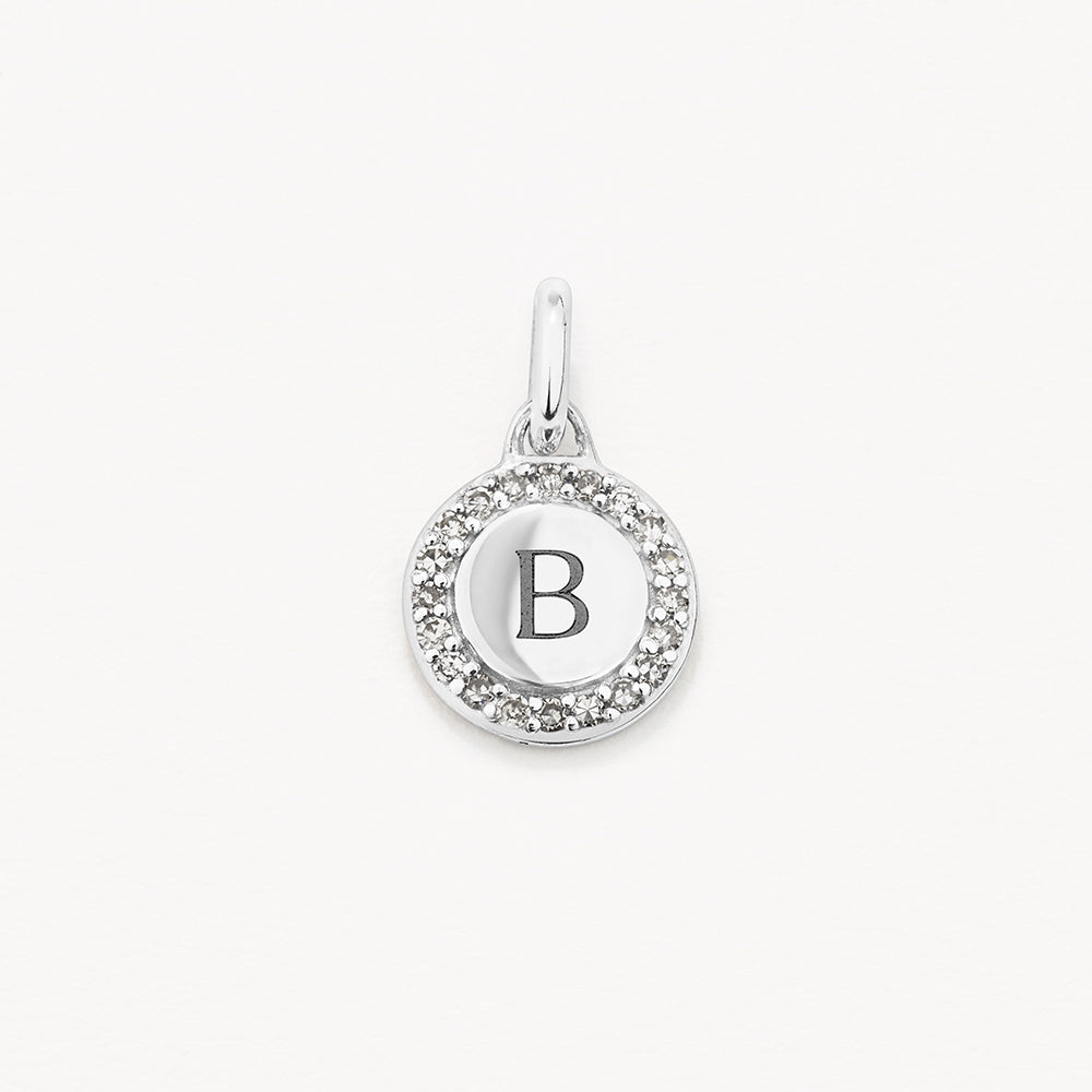 Medley Pendant Diamond Mini Engravable Disc Necklace in Silver