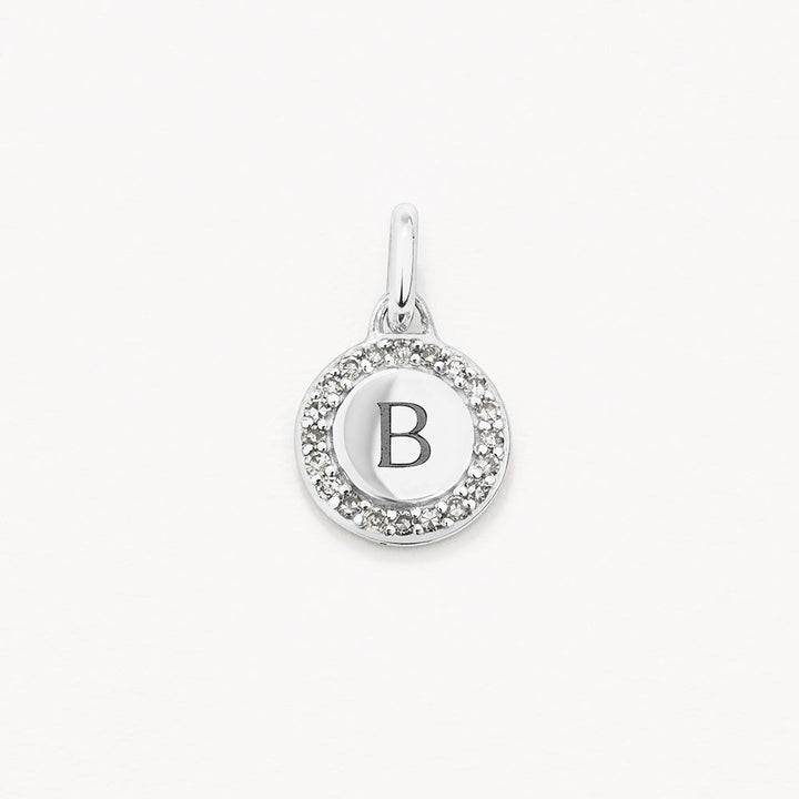 Medley Pendant Diamond Mini Engravable Disc Necklace in Silver