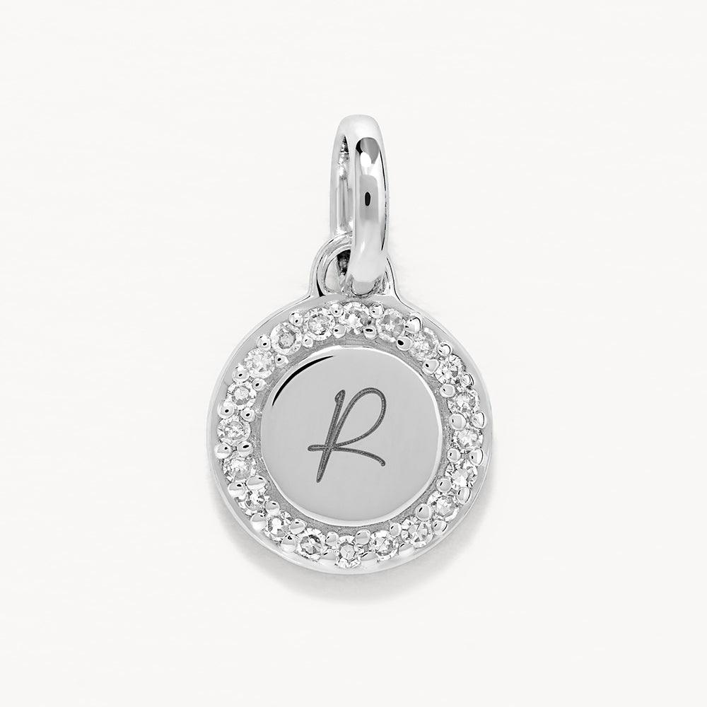 Medley Pendant Diamond Mini Engravable Disc Necklace in Silver