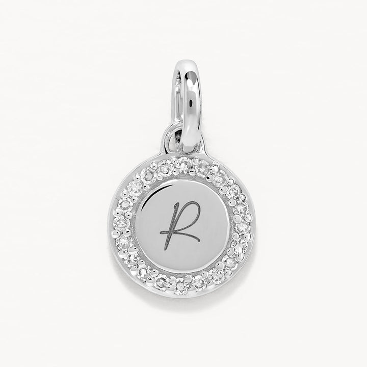 Medley Pendant Diamond Mini Engravable Disc Necklace in Silver