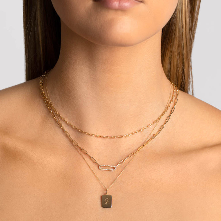 Medley Necklace Diamond Paperclip Chain Necklace in 10k Gold