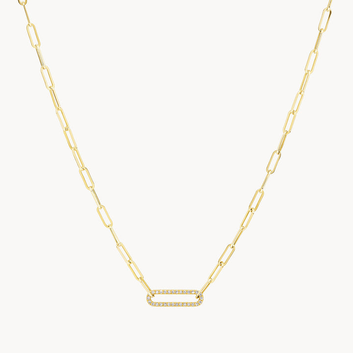 Medley Necklace Diamond Paperclip Chain Necklace in 10k Gold