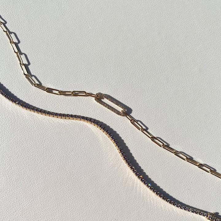 Medley Necklace Diamond Paperclip Chain Necklace in 10k Gold
