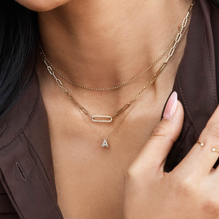 Medley Necklace Diamond Paperclip Chain Necklace in 10k Gold