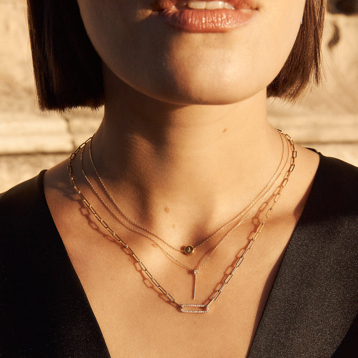 Medley Necklace Diamond Paperclip Chain Necklace in 10k Gold
