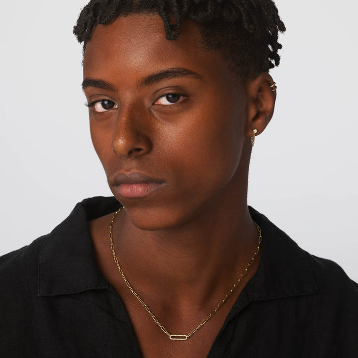 Medley Necklace Diamond Paperclip Chain Necklace in 10k Gold