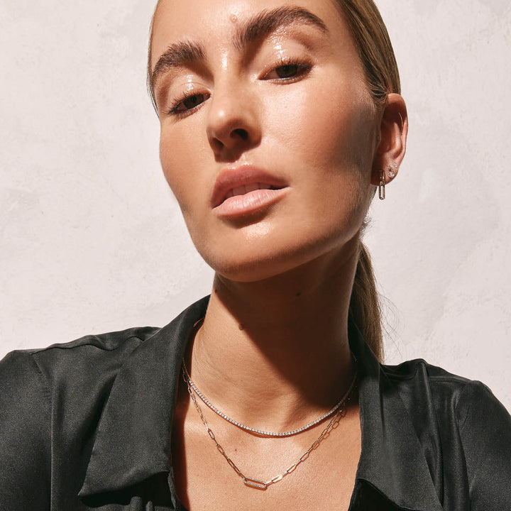Medley Necklace Diamond Paperclip Chain Necklace in 10k Gold
