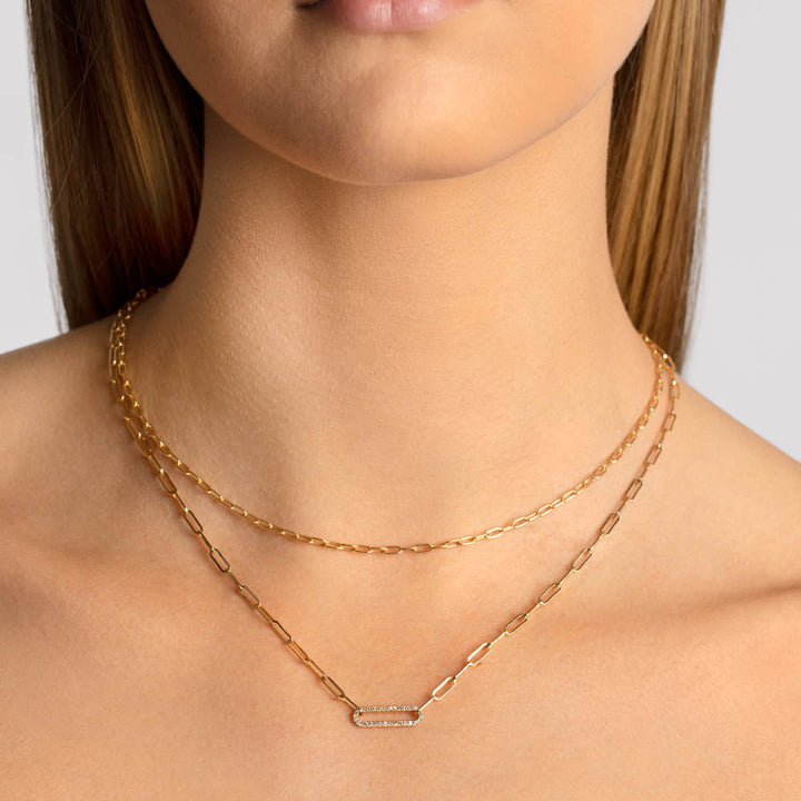Medley Necklace Diamond Paperclip Chain Necklace in 10k Gold