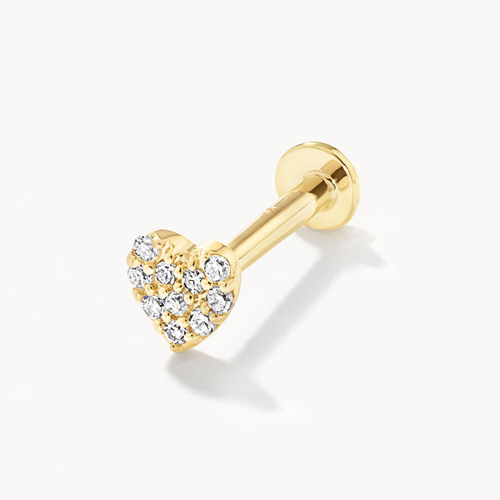 Medley Earrings Diamond Pave Heart Helix Single Stud Earring in 10k Gold