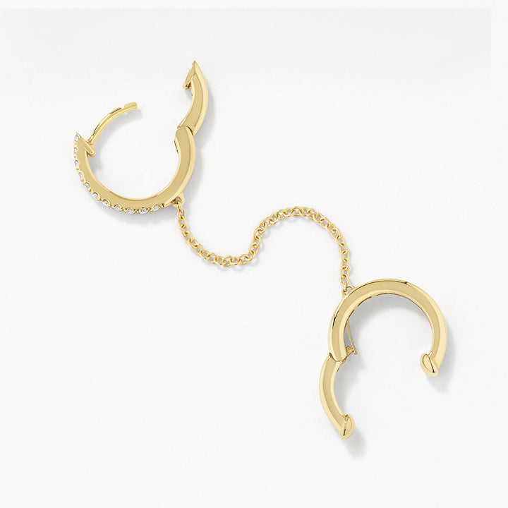 Medley Earrings Diamond Single Huggie and Hinge Cuff Earring in 10k Gold