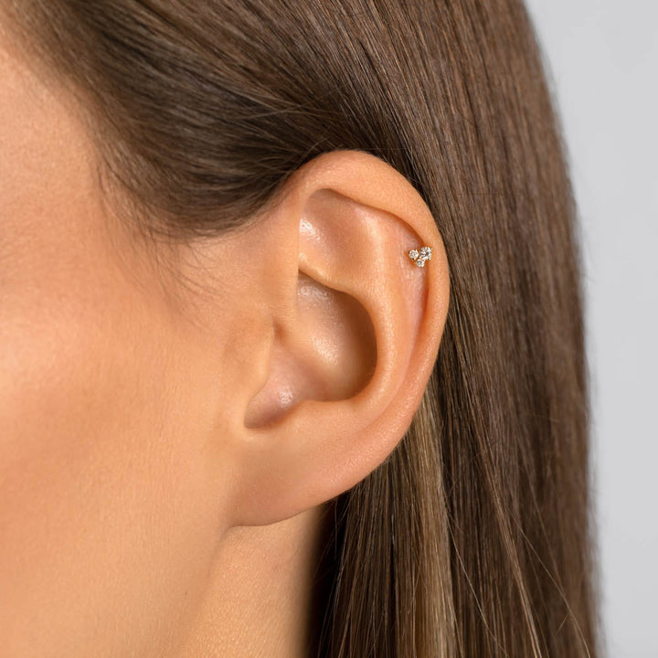 Medley Earrings Diamond Trio Helix Single Stud Earring in 10k Gold