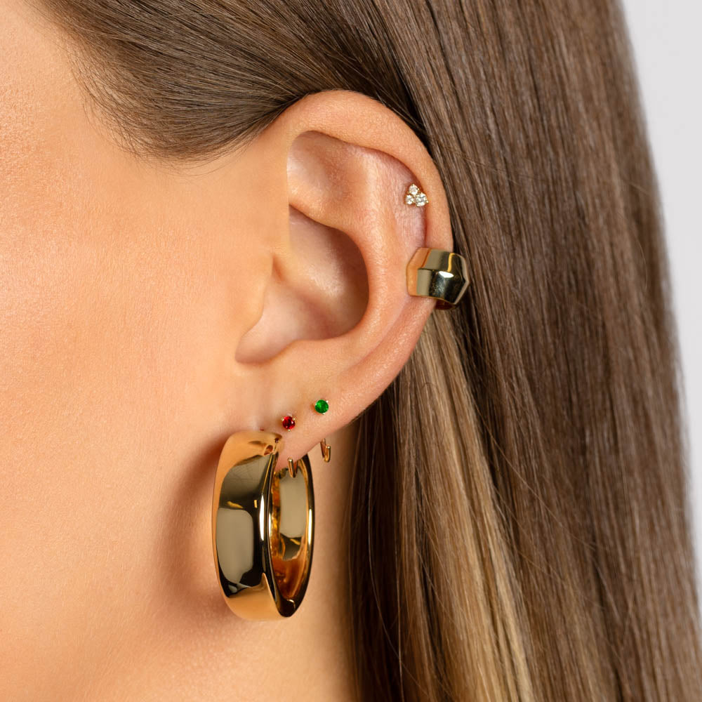 Medley Earrings Diamond Trio Helix Single Stud Earring in 10k Gold