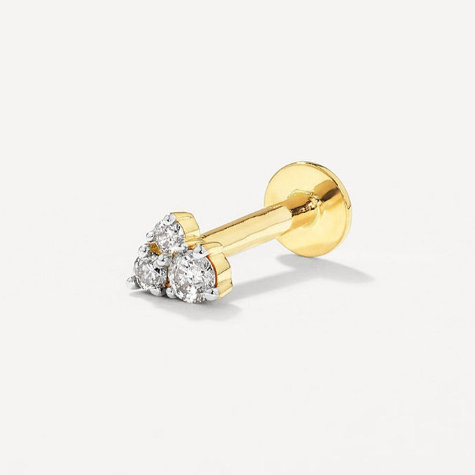 Medley Earrings Diamond Trio Helix Single Stud Earring in 10k Gold