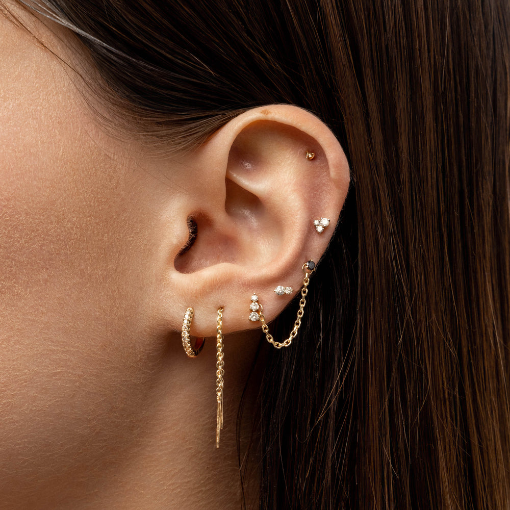 Medley Earrings Diamond Trio Helix Single Stud Earring in 10k Gold