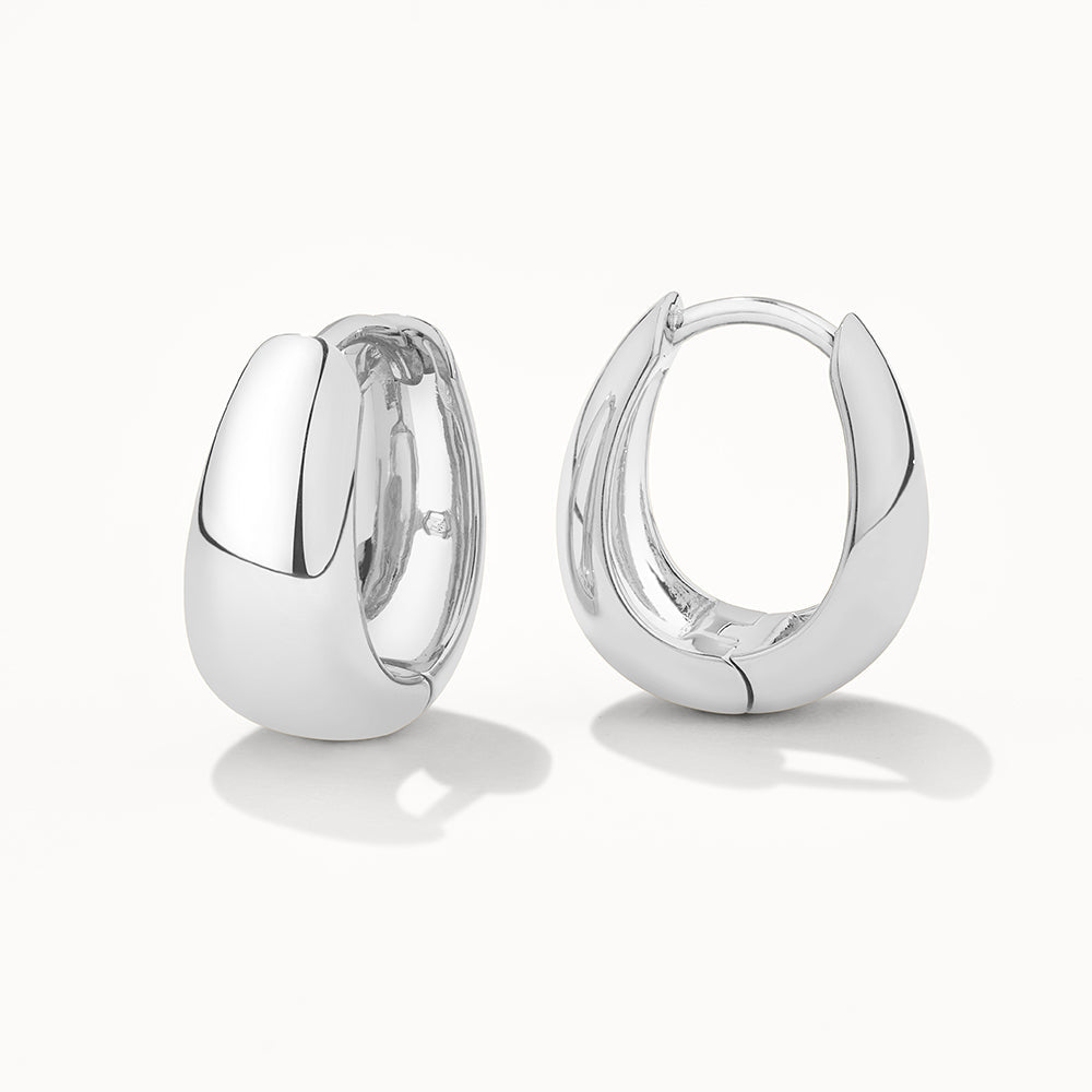 Medley Earrings Dome Huggie Hoops in Silver