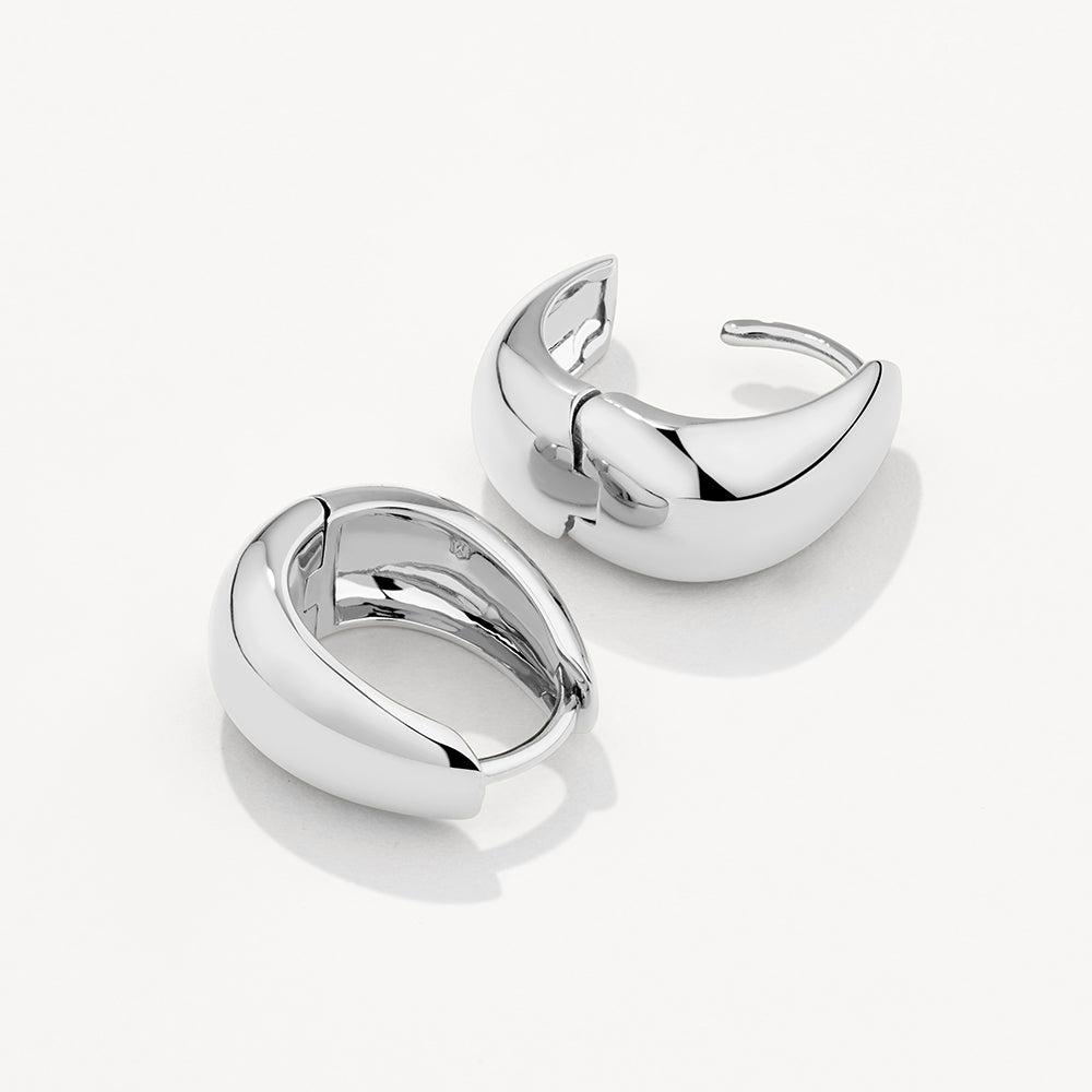 Medley Earrings Dome Huggie Hoops in Silver