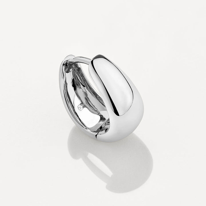 Medley Earrings Dome Huggie Hoops in Silver
