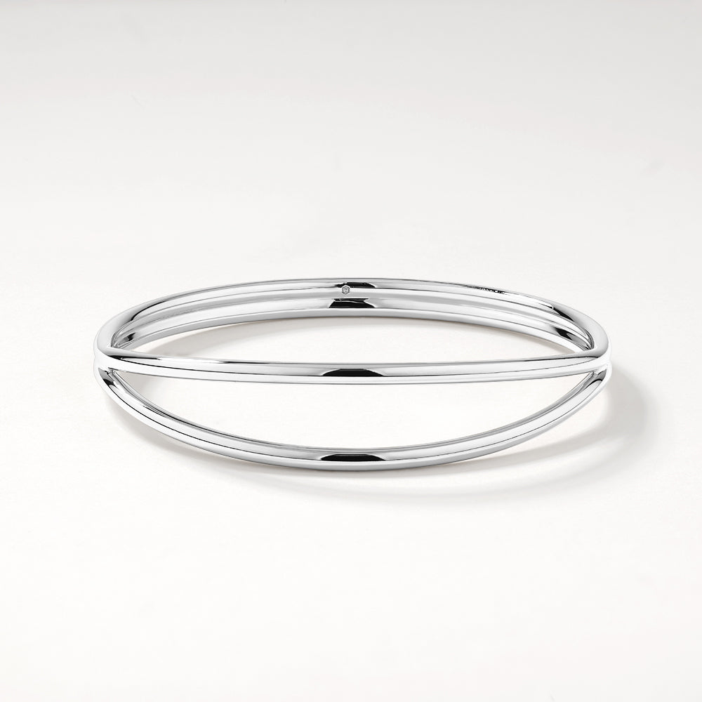 Double Band Split Bangle in Silver Medley Jewellery