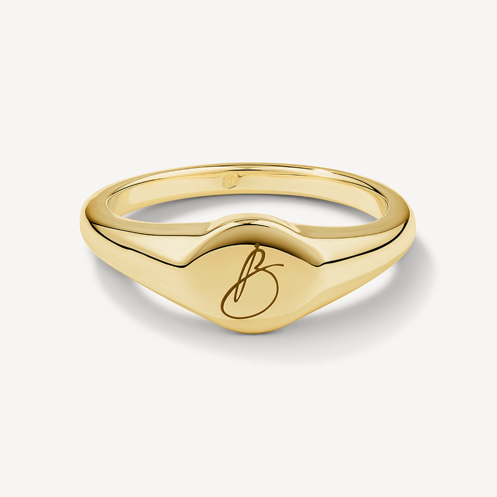 Engravable Circle Signet Pinky Ring in Gold Medley Jewellery
