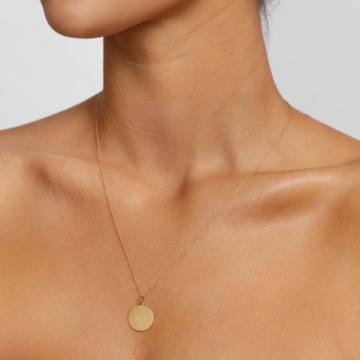 Medley Pendant Engravable Disc Necklace in 10k Gold