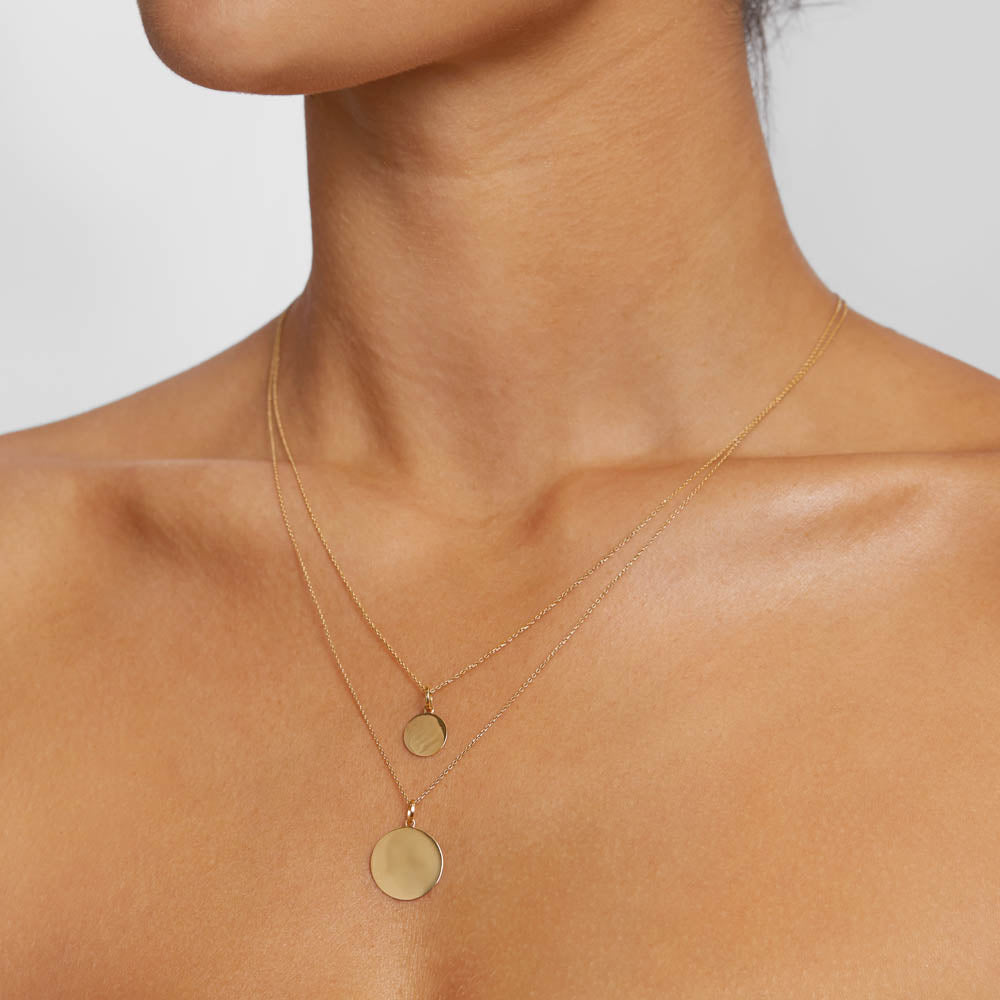 Medley Pendant Engravable Disc Necklace in 10k Gold