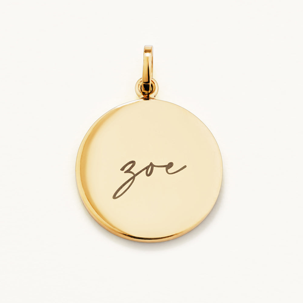 Gold disc shop necklace engraved