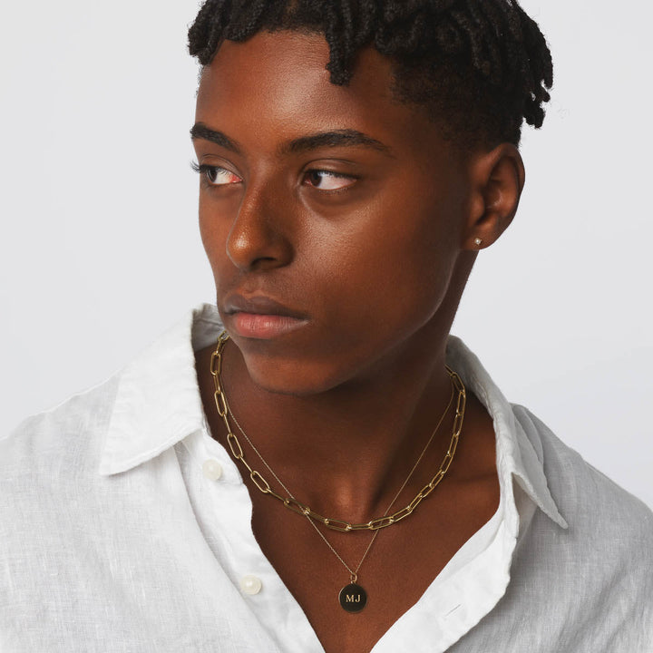 Medley Pendant Engravable Disc Necklace in 10k Gold