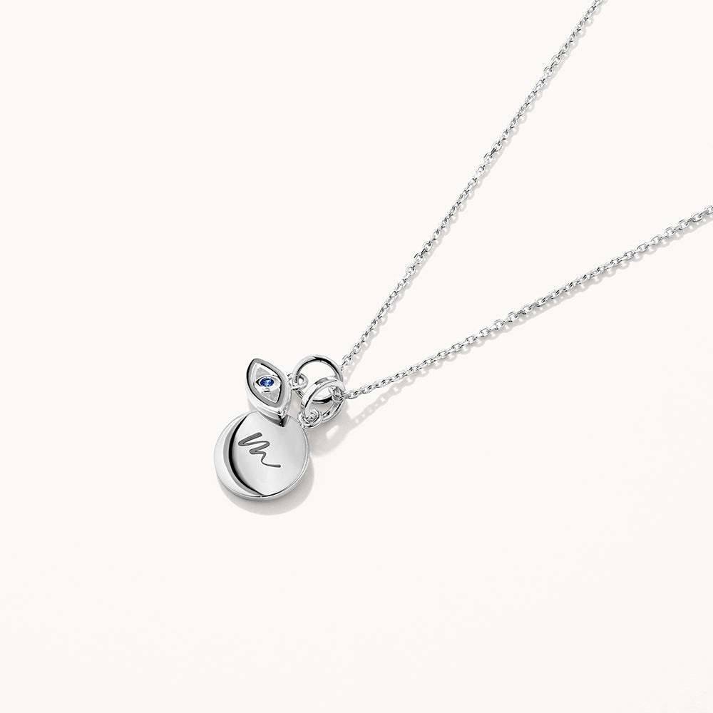 Medley Necklace Engravable Evil Eye Necklace in Silver