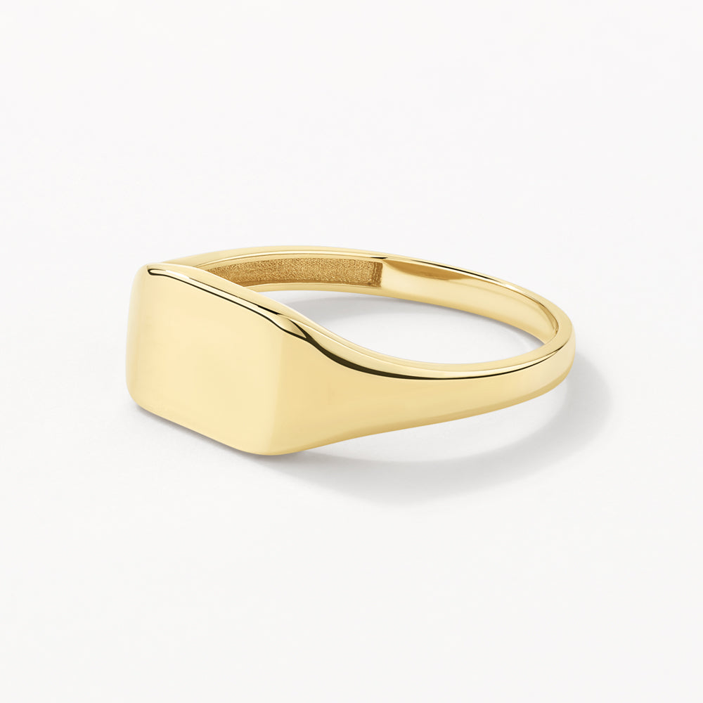 Medley Ring Engravable Rectangle Signet Pinky Ring in 10k Gold
