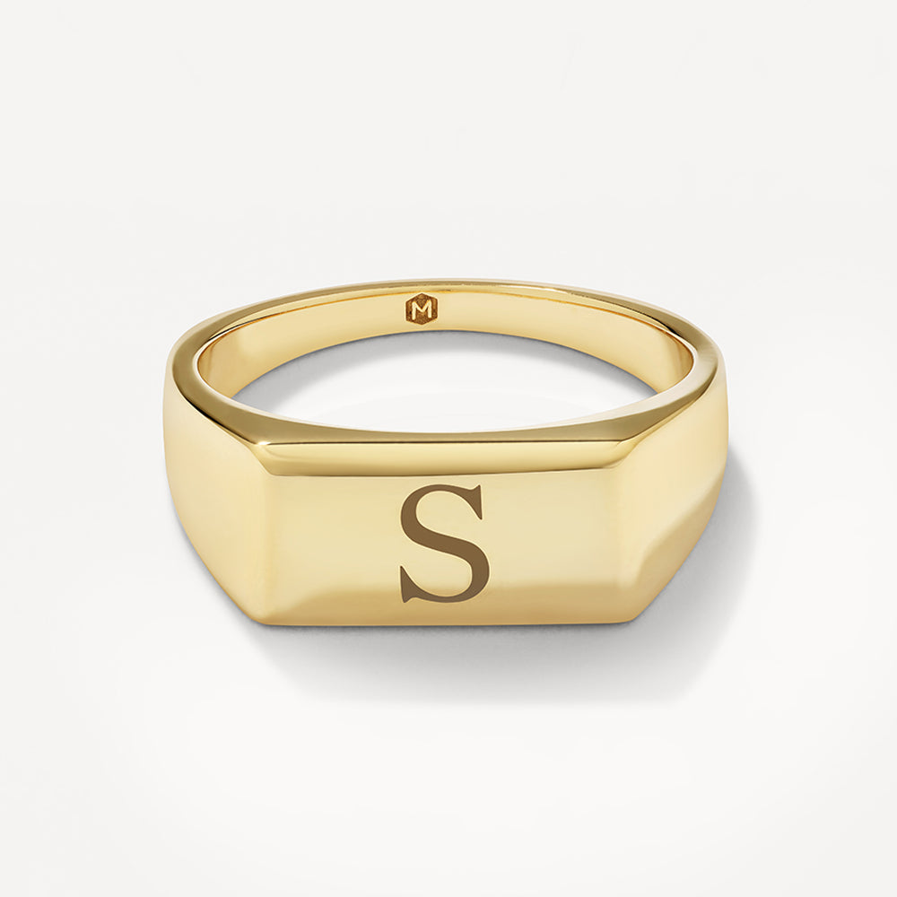 Medley Ring Engravable Rectangle Signet Pinky Ring in Gold