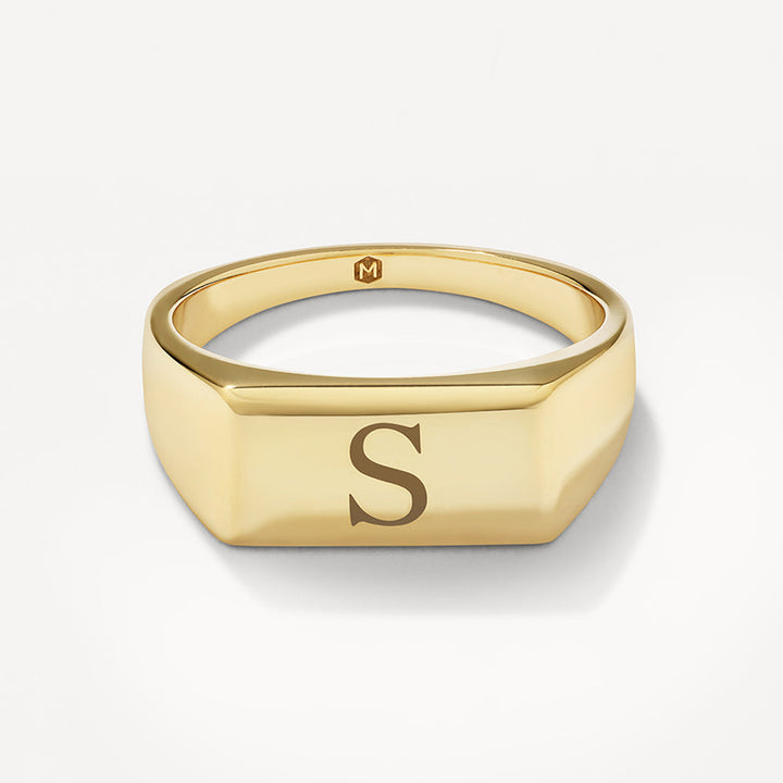 Medley Ring Engravable Rectangle Signet Pinky Ring in Gold