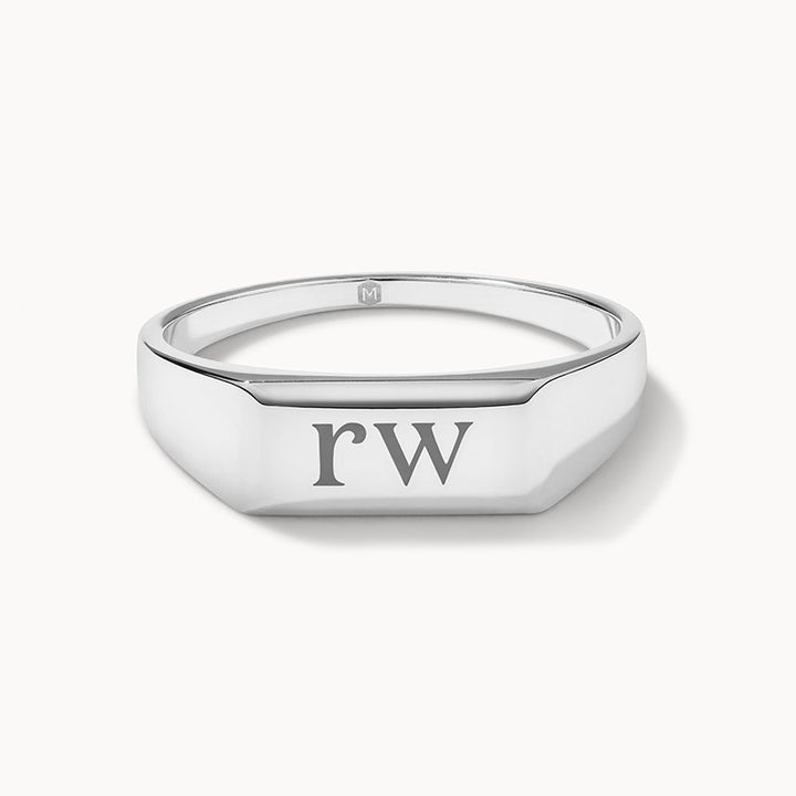 Medley Ring Engravable Rectangle Signet Pinky Ring in Silver