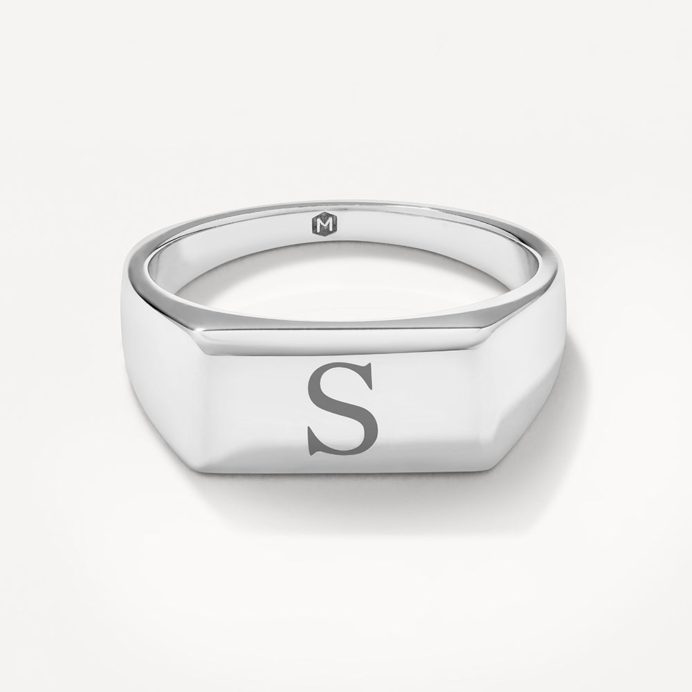 Medley Ring Engravable Rectangle Signet Pinky Ring in Silver