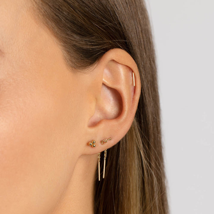 Medley Earrings Fine Bar Stud Earrings in 10k Gold