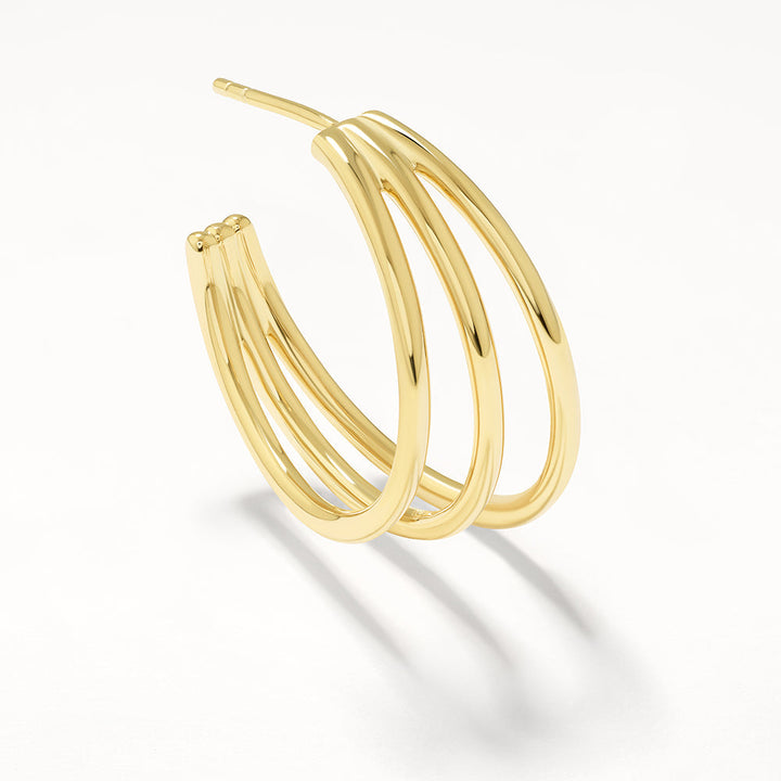 Medley Earrings Maxi Triple Hoop Stud Earrings in Gold