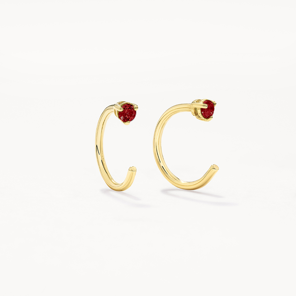 Garnet January Birthstone Hook Earrings in 10k Gold