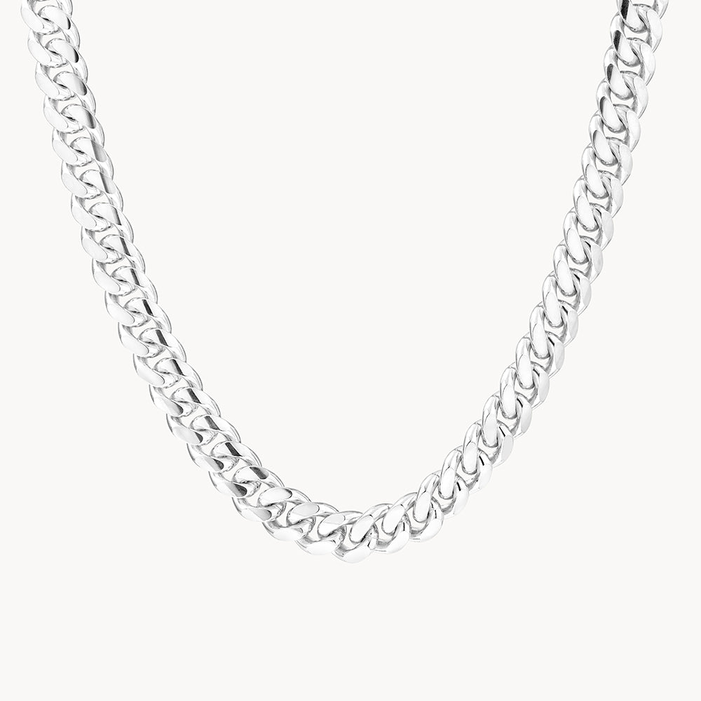 Medley Necklace Heavy Flat Curb Chain in Silver