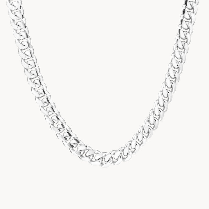 Medley Necklace Heavy Flat Curb Chain in Silver